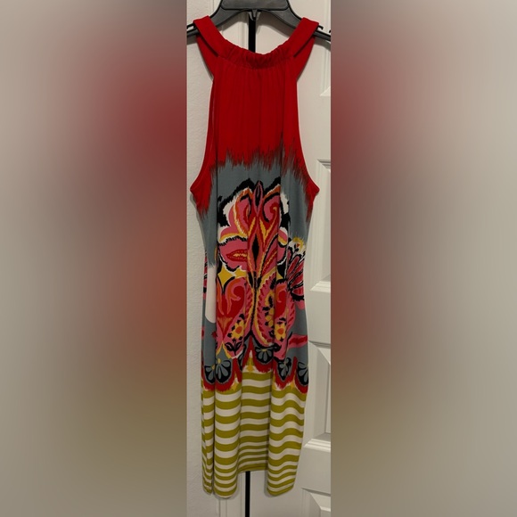 Ladies Dress Multi Colored Print Blocked Design - Picture 2 of 4